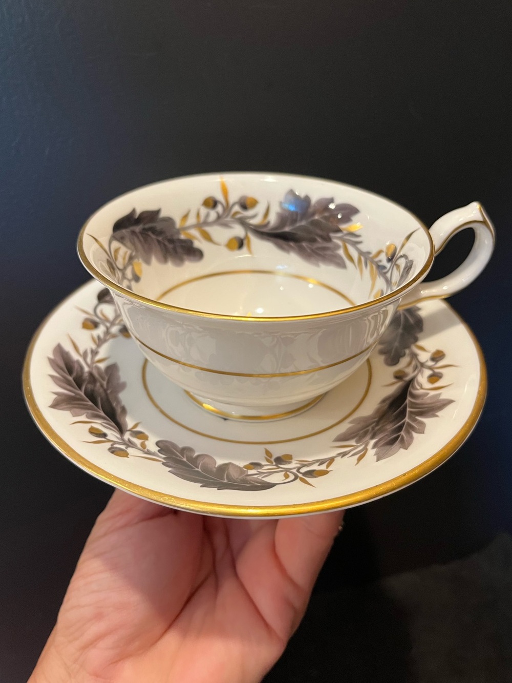 Royal Crown Derby Portman Oak Footed Tea Cup & Saucer Made in England - Picture 3 of 16